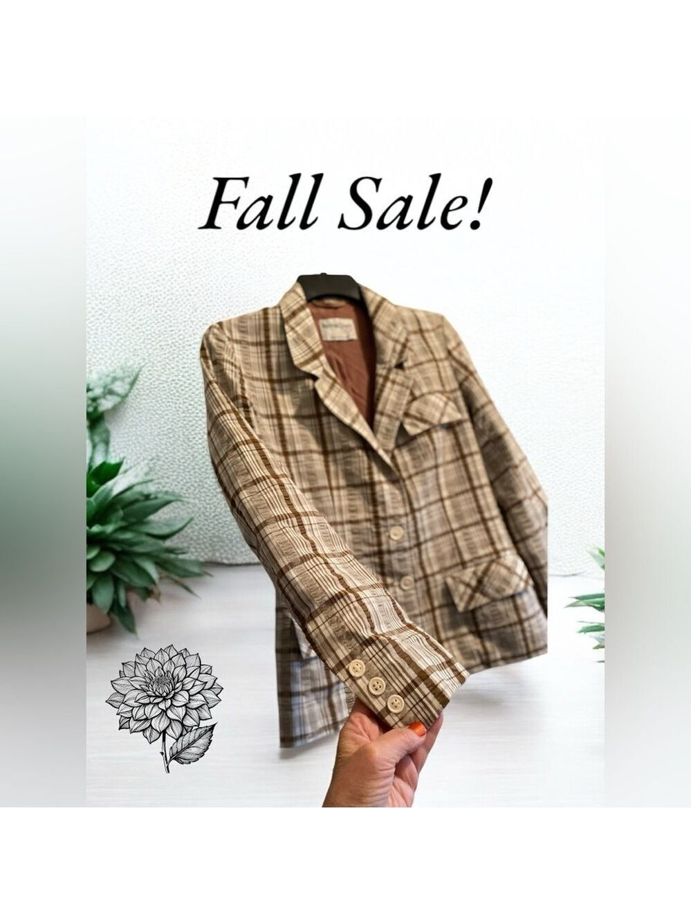 Vintage Roth-Le Cover Sport Blazer, Women’s 8, Cream &  Brown Stripes, Pockets